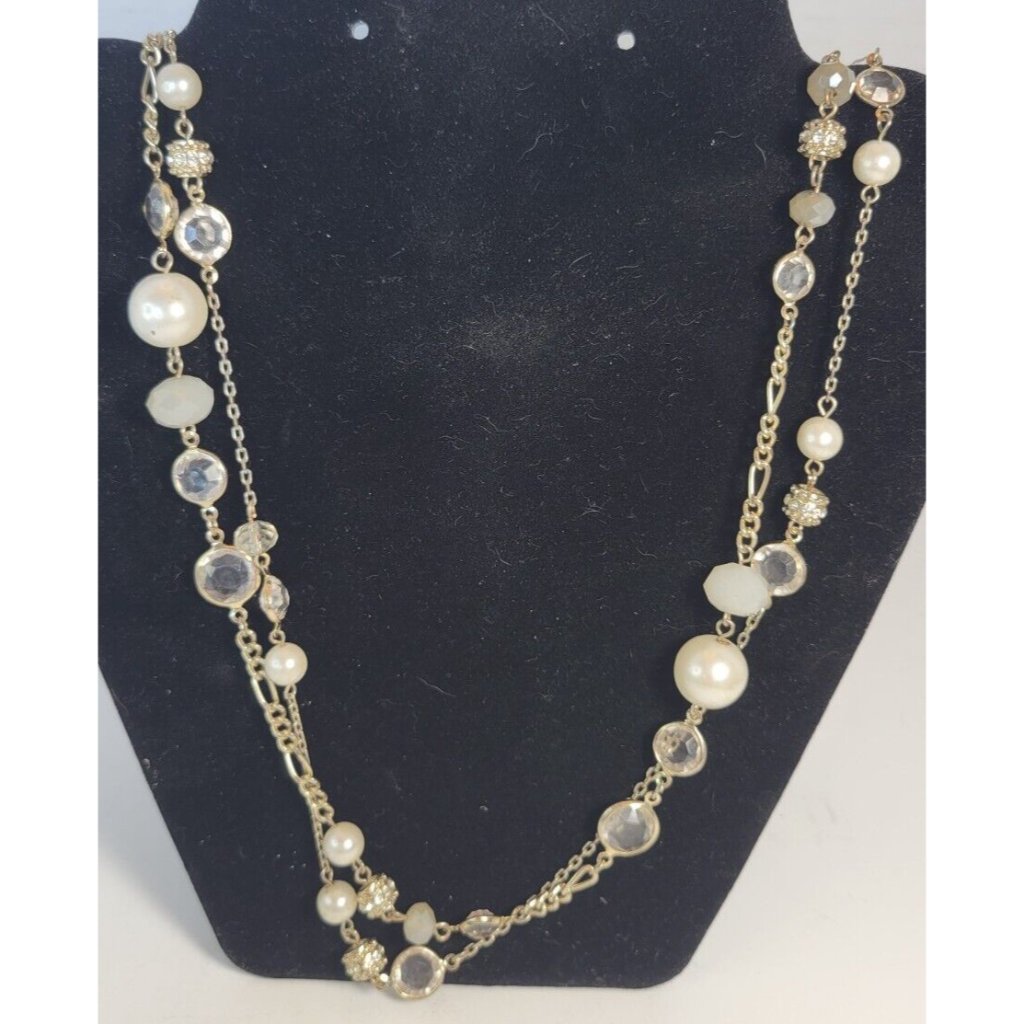 Ann Taylor Loft, Crystals & Beads, Gold Chain, Double Strand 36